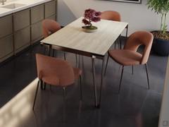 Tavolo stile industrial con gambe in metallo Logan, nella versione rettangolare con piano in ceramica effetto travertino
