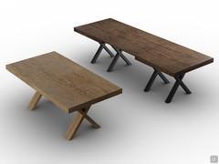 Tavolo Brett nelle due versioni in melaminico rovere naturale e melaminico rovere cognac