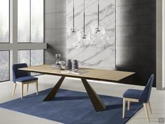 Tavolo moderno Shore nella versione allungabile con piano in laminato effetto legno (finitura non disponibile)