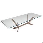 Tavolo Planer di Cattelan con piano rettangolare in vetro cristallo e struttura brushed bronze