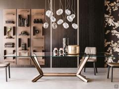 Tavolo Planer di Cattelan con piano in vetro trasparente. Disponibile anche con piano in Crystalart, legno o pietra Keramik