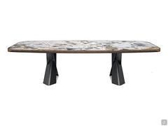 Tavolo Mad Max di Cattelan - piano in Keramik con bordo e sottopiano in legno mdf verniciato brushed grey