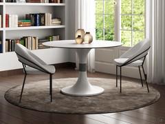 Vetro ceramica bianco assoluto opaco per il piano, metallo verniciato bianco con inserto in titanio per il basamento