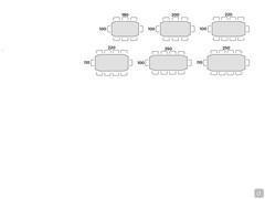 Tavolo con basamento in vetro, piano in legno massello - Schema posti tavolo