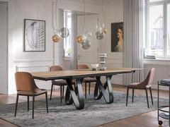 Tavolo allungabile con piano in pietra gres porcellanato travertino - disponibile allungabile fino ad un massimo di cm 300 