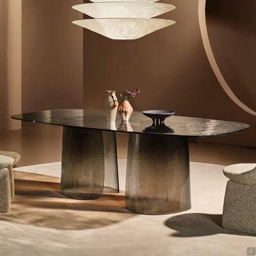 Tavolo da pranzo in vetro ondulato Jade