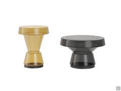 Tavolino geometrico in vetro soffiato trasparente Itaca - finiture ambra e fumè