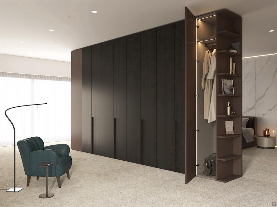 Armoire de séparation avec bibliothèque latérale