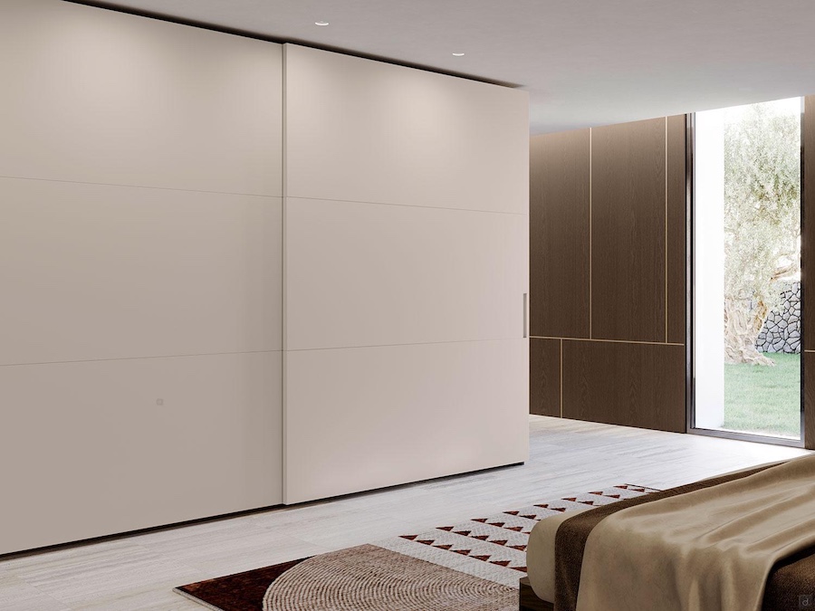 armoire coulissante laquée en blanc cassé Comet Lounge