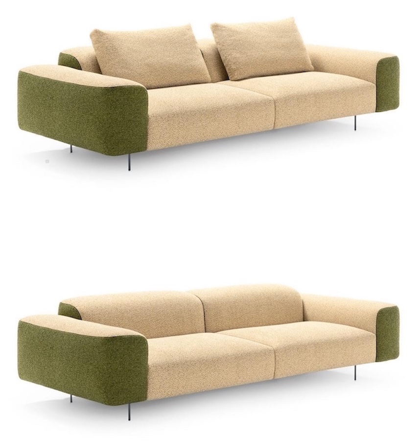 canapé design beige et vert Biarritz