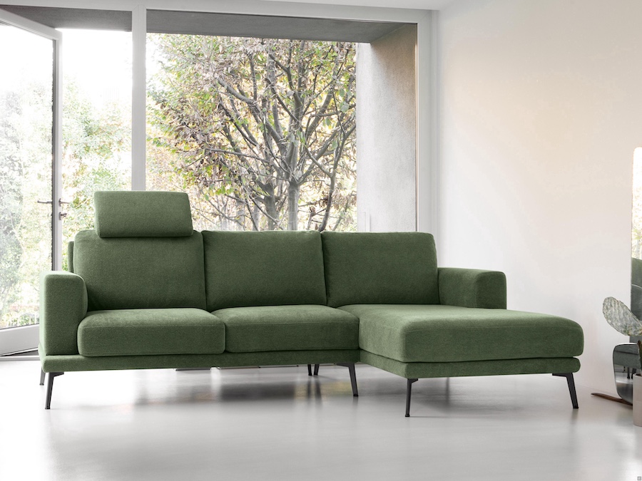canapé modulable vert avec chaise longue Agadir