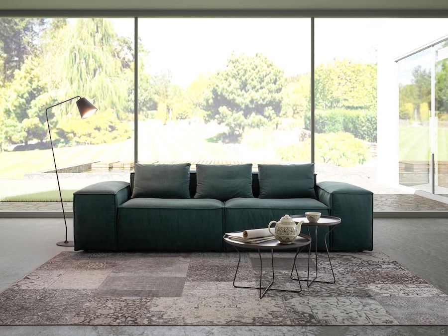 canapé avec accoudoirs larges bleu-vert Square