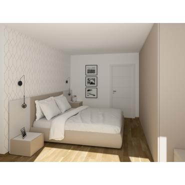 Progetto per arredare una camera da letto di 10 mq - render