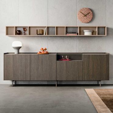 Credenza da centro stanza con vano a giorno Kaen in fashion wood rovere 029 Ghiro