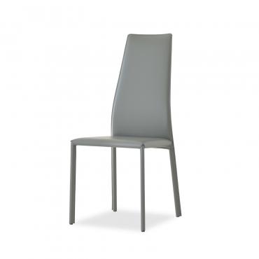 Hekla - Chaise moderne à dossier haut recouverte de tissu, simili ou cuir et pieds en métal ou gainés