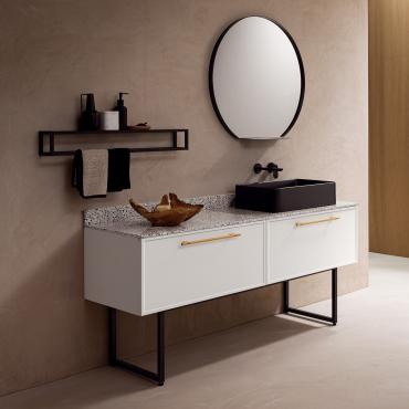 Meuble de salle de bain sur pied en métal noir N108 Frame