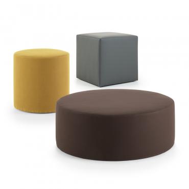 Poufs Cherie ronds et carré en tissu ou simili cuir