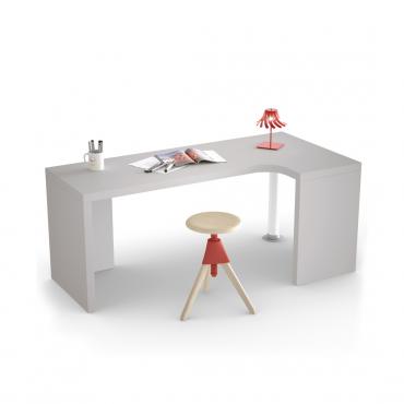 Bureau d'angle sur mesure Almond - dimensions 180 x 90 cm (D38) finition laqué mat perle