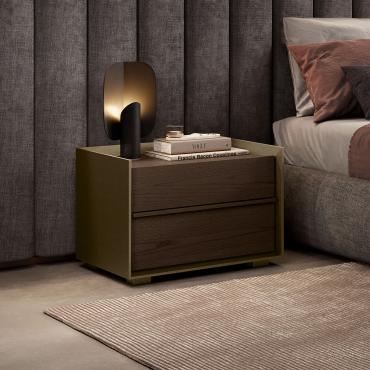 Comodino moderno con cassetti in legno Lounge