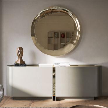 Buffet moderne avec plateau en verre effet marbre Dynasty de Cattelan