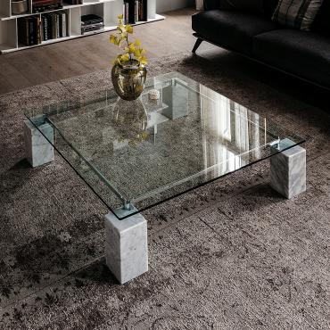 Table basse design en marbre et verre Dielle, design Cattelan Italia