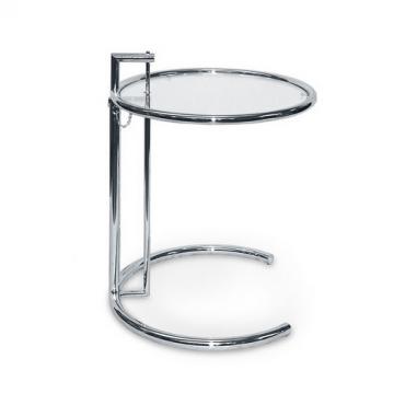 Table basse Eileen Gray avec structure en tubes d'acier chromé