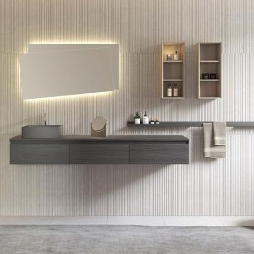 Mobile bagno minimal con cassetti sospesi Ikon