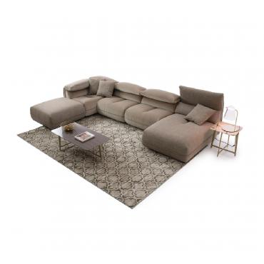 Canapé modulaire sans accoudoirs Monterey outlet avec dossiers réglables et revêtement en tissu et velours.