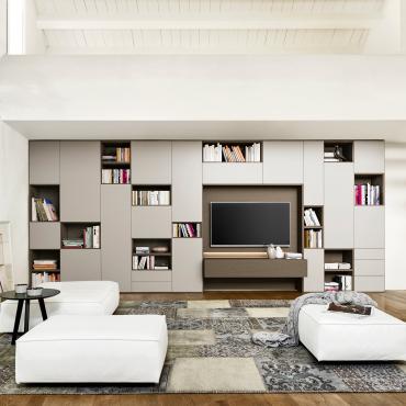 Parete attrezzata con Tv e libreria Way 04