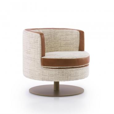 Fauteuil pivotant en cuir et tissu Charme