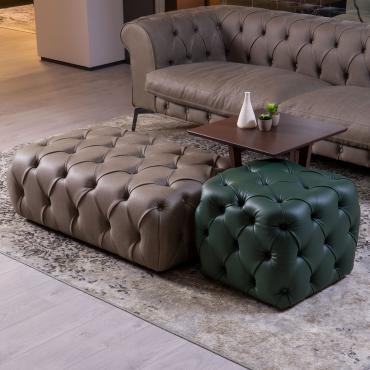 Pouf capitonné moderno Bellagio disponibile quadrato o rettangolare