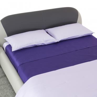 Completo letto viola in raso BonneNuit e quilt trapuntato lilla