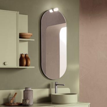 Miroir de salle de bains ovale avec spot LED Sampi