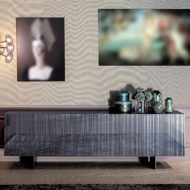 Credenza moderna con ante a specchio Barcode