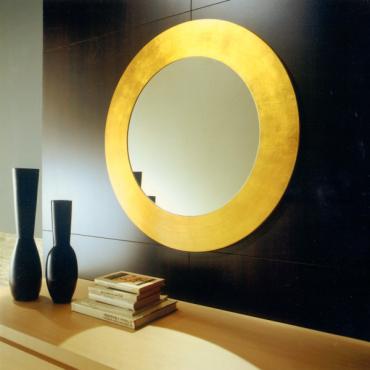 Miroir rond Ariel en feuille or