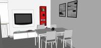 Progettazione 3D Soggiorno/Salotto - vista parete attrezzata e zona pranzo