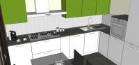 Progettazione 3D Cucina - particolare disposizione piano cucina