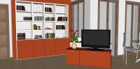 Open Space 3D Design  - detail of the TV stand and bookcase