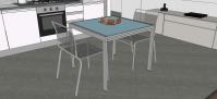 Progettazione 3D Monolocale - particolare di tavolo con sedie