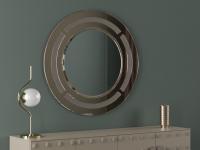 Specchio rotondo con cornice in vetro Jolan bronzato