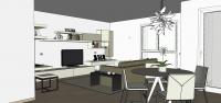 Progettazione 3D Soggiorno/Salotto - vista soggiorno e zona pranzo