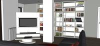 Progettazione 3D Soggiorno/Salotto - dettaglio porta tv orientato