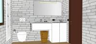 Progettazione 3D bagno - vista wc e mobile lavabo (parete Nord)