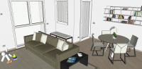 Progettazione 3D Soggiorno/Salotto -  vista divano e zona pranzo