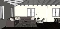  Progettazione 3D Soggiorno/Salotto - vista divano angolare e poltrona