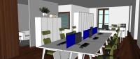 Progettazione 3D Ufficio - vista zona lavorativa