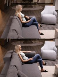 Esempio di seduta e proporzioni del divano Holiday con schienali regolabili