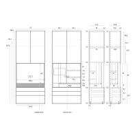 Dimensions module - Elément avec panneau TV orientable pour armoire Wide avec portes et tiroirs