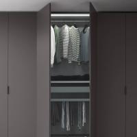 Equipements internes pour armoire à portes battantes Wide - barre led, tube porte-manteaux, plateau et porte-pantalons extractible
