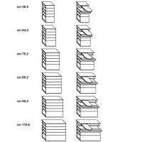 Modèle et Dimensions - Bloc tiroirs avec table à repasser Wide